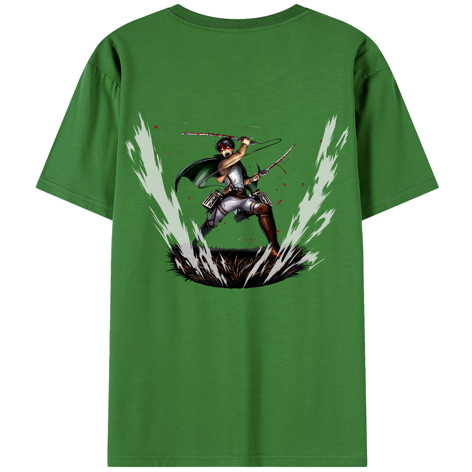 （画像用） 進撃の巨人 リヴァイ·アッカーマン Attack on Titan Levi Ackerman レディース半袖Tシャツ(バックプリント)